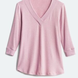 Pink Clover Mauve Long Sleeve V-Neck Tee